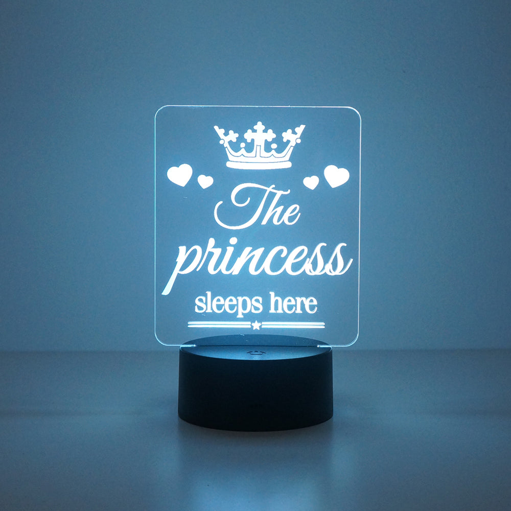 The Princess sleeps here multi colour LED sign