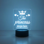 The Princess sleeps here multi colour LED sign