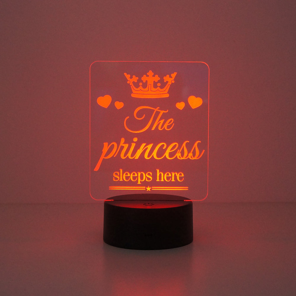 The Princess sleeps here multi colour LED sign