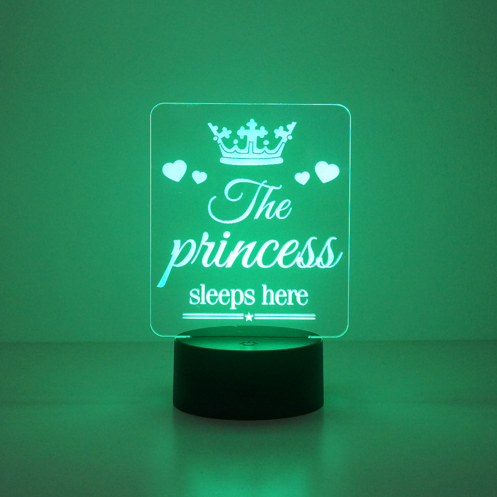 The Princess sleeps here multi colour LED sign