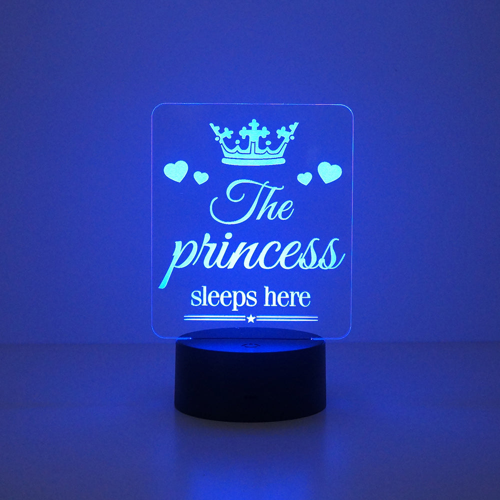 The Princess sleeps here multi colour LED sign
