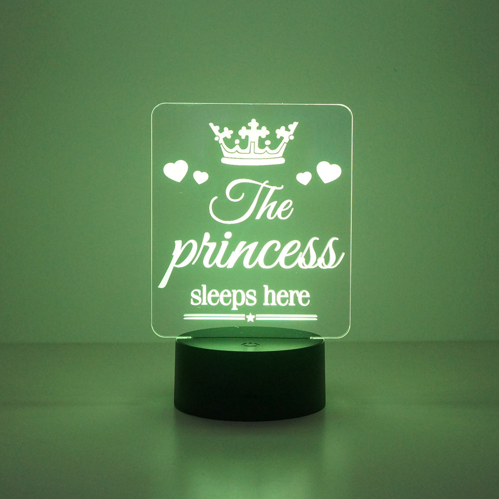 The Princess sleeps here multi colour LED sign