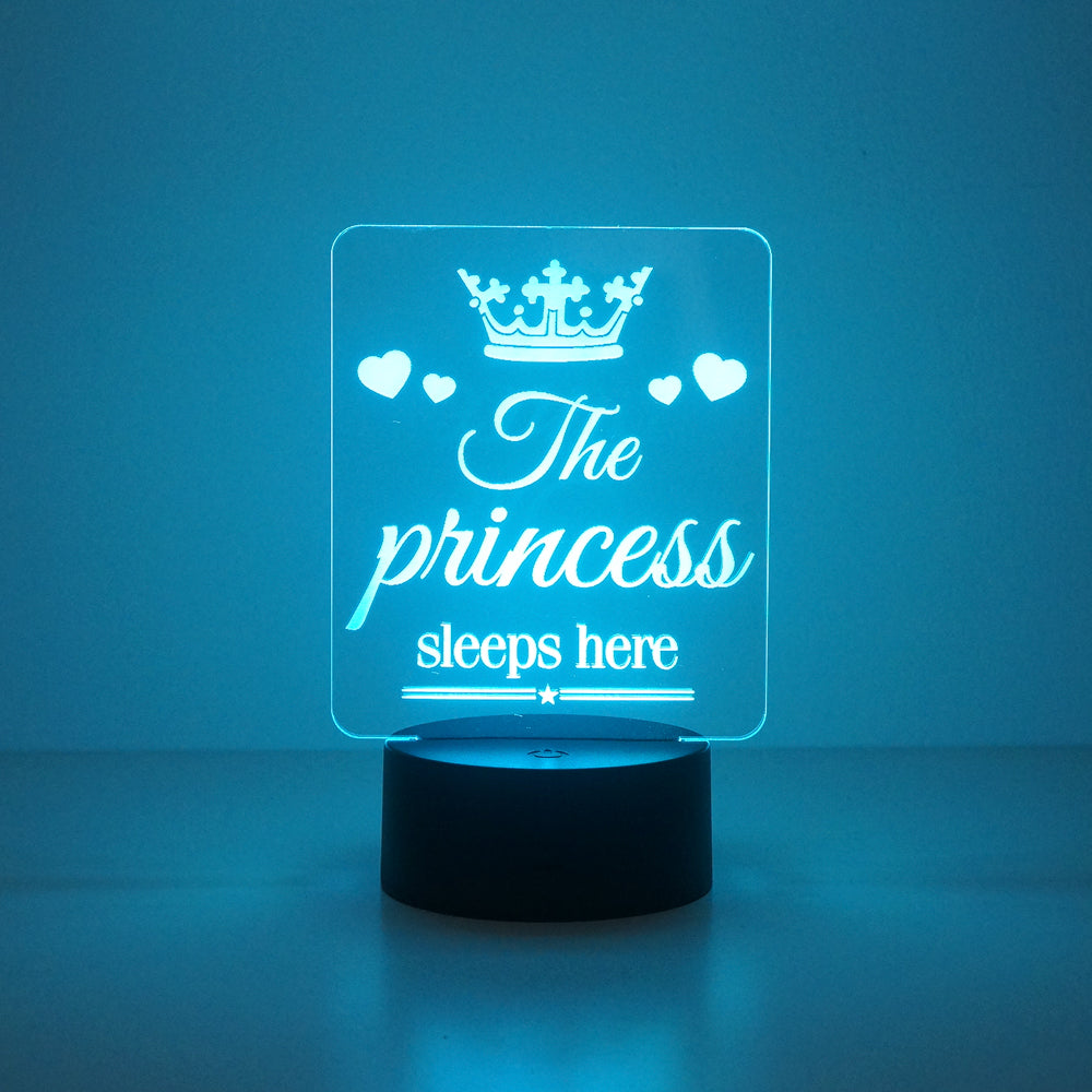 The Princess sleeps here multi colour LED sign