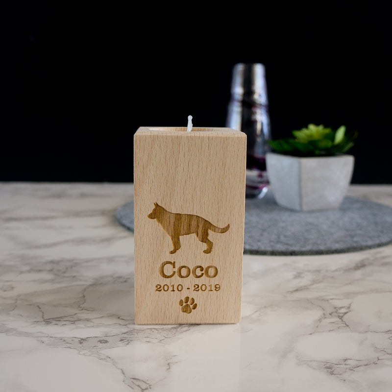 Dog memorial candle holder
