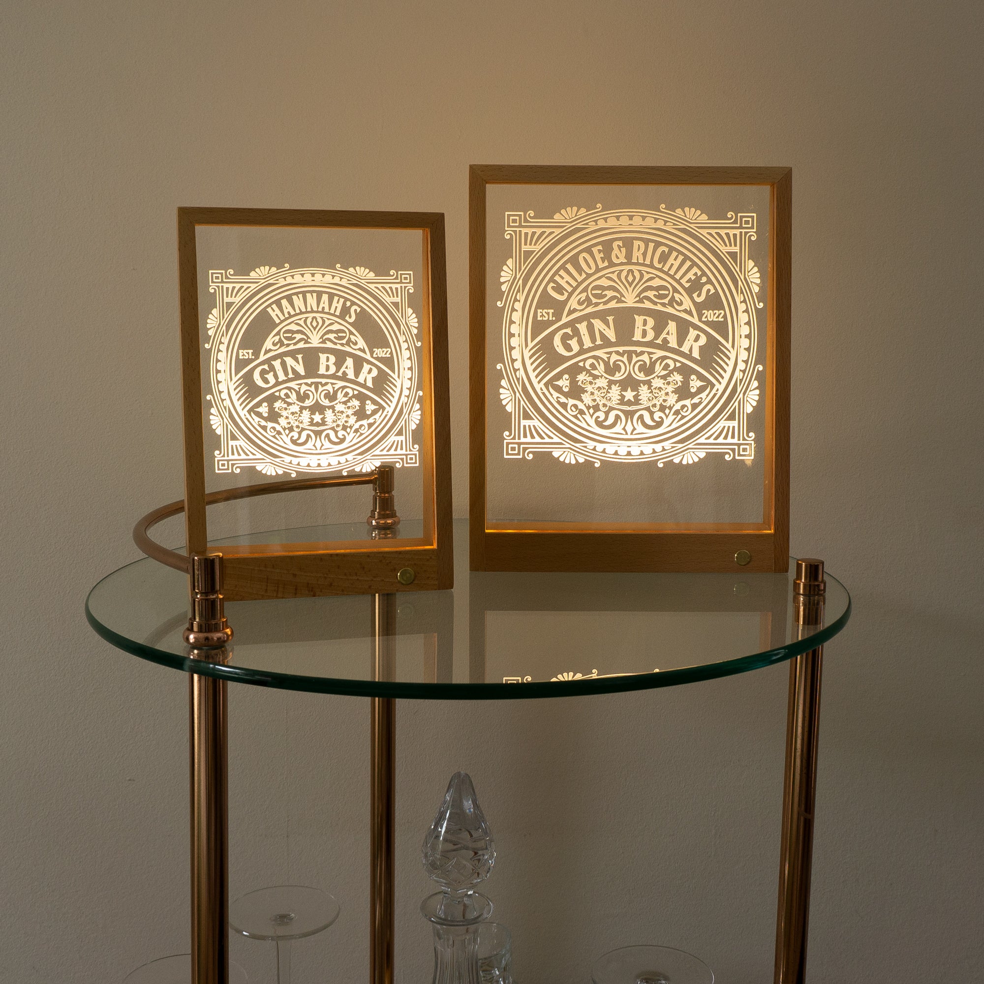 Wireless personalised Gin Bar LED light up sign