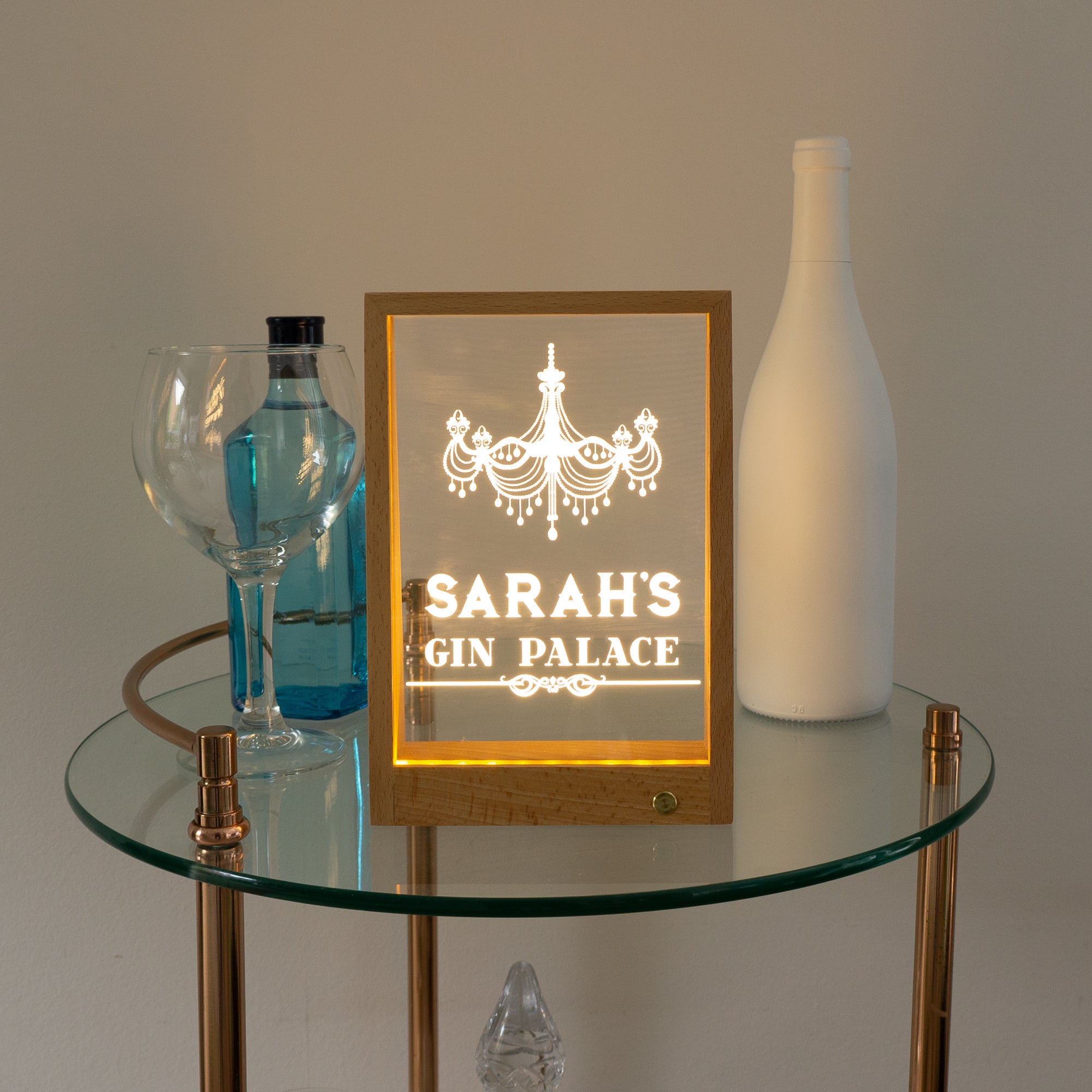 Wireless Gin Palace light up LED bar sign