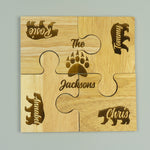 Personalised wooden jigsaw coaster set