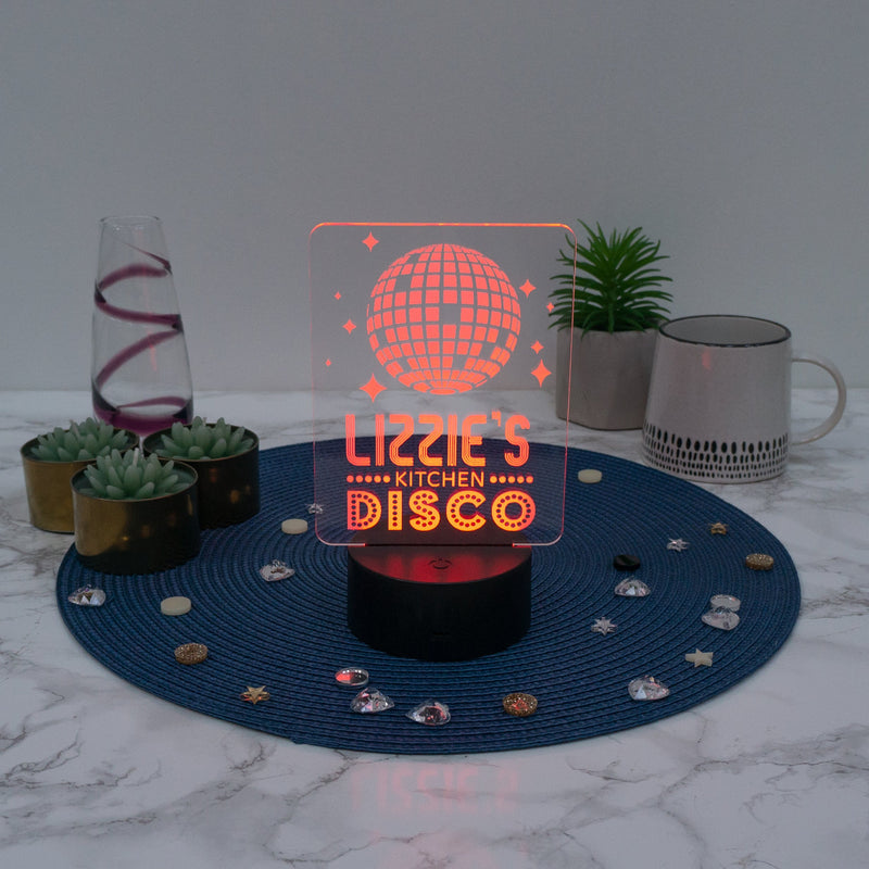 Personalised kitchen disco multi coloured LED sign
