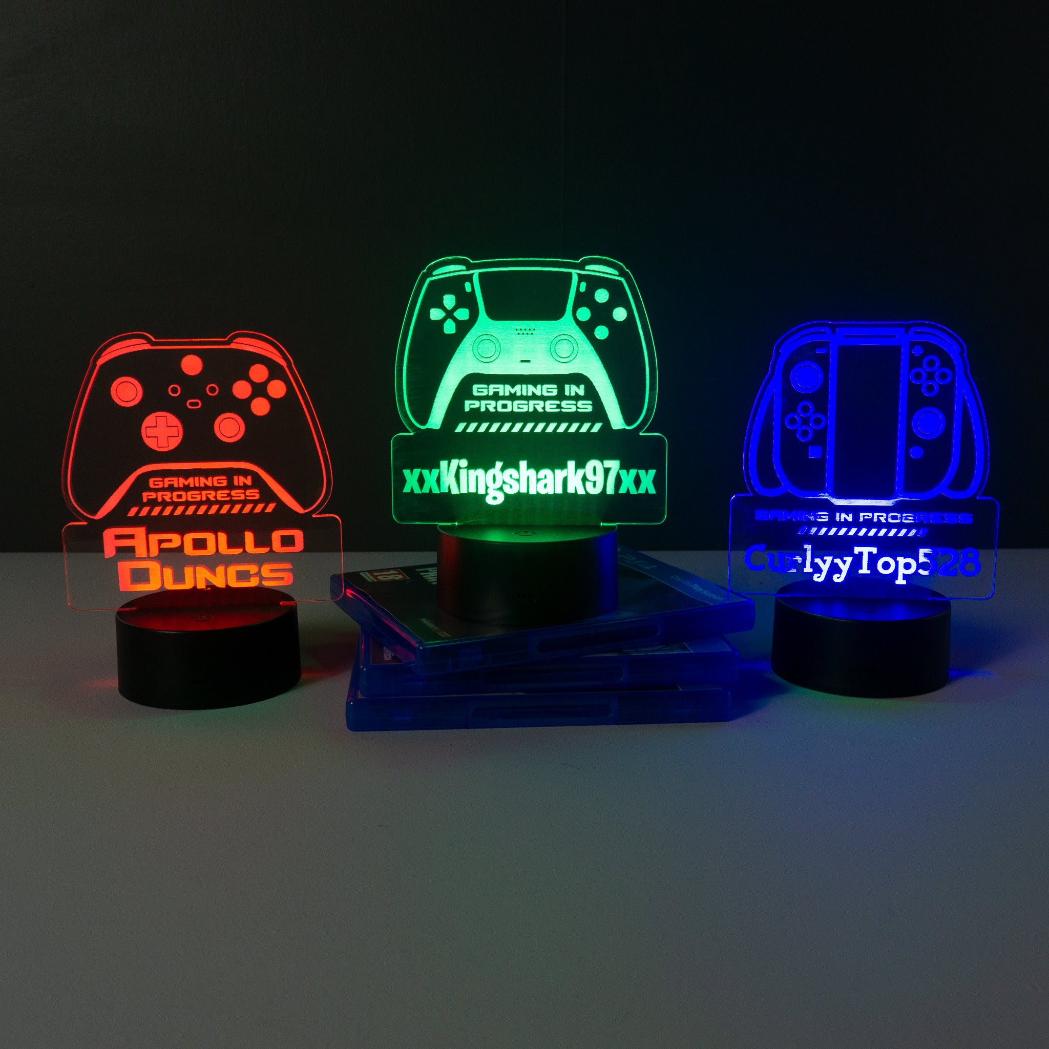 Personalised gaming controller LED sign