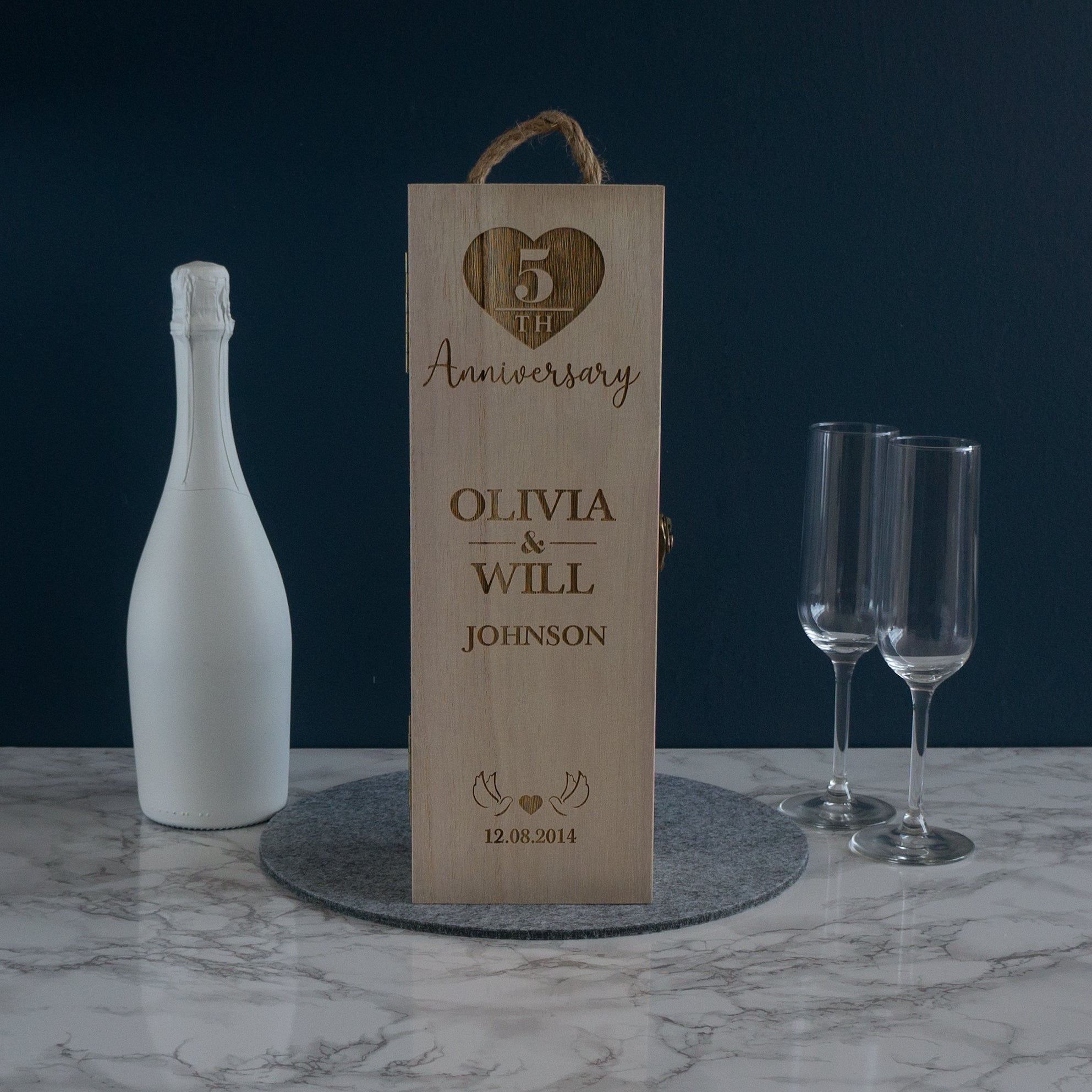 5th Wedding anniversary wood wine box
