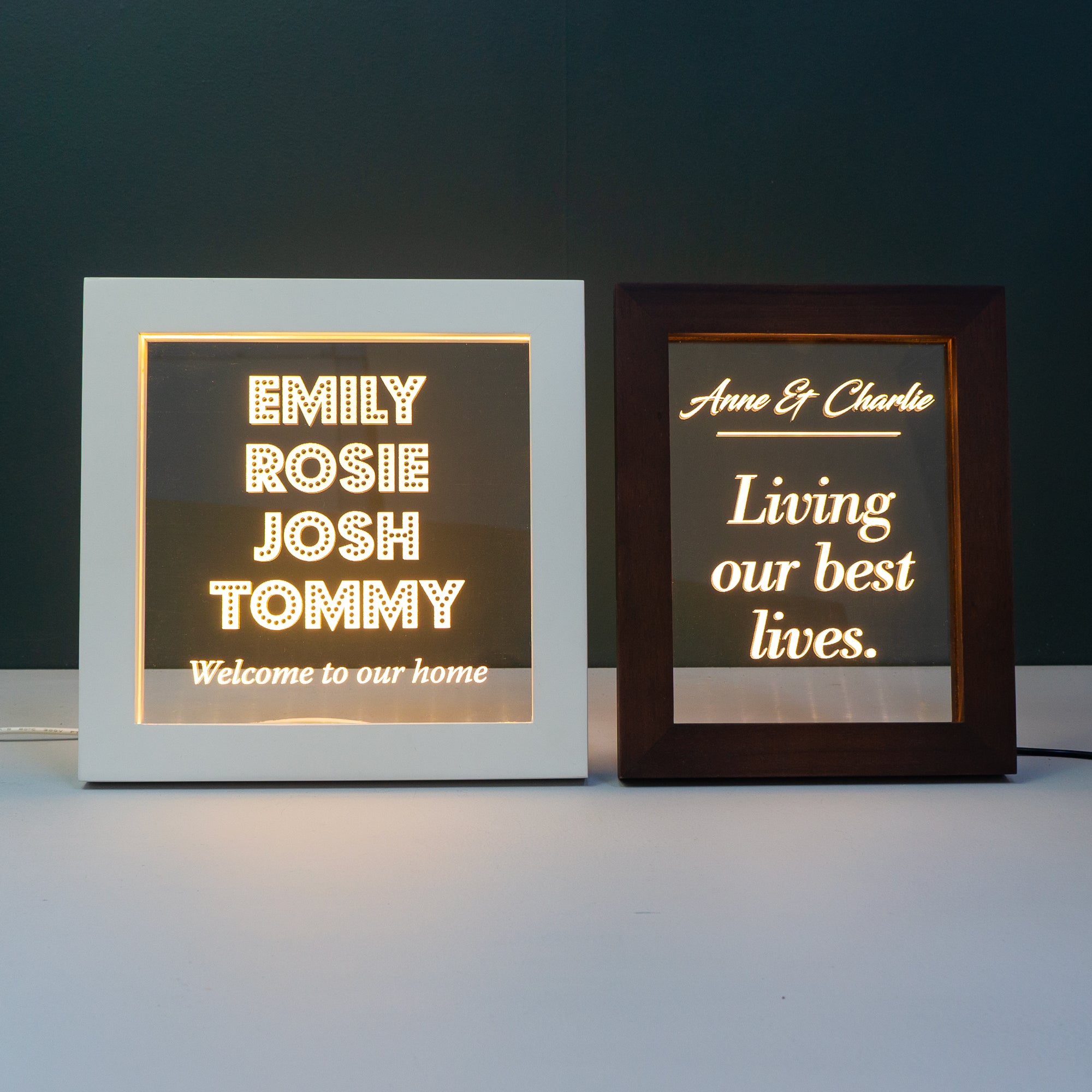 Custom text light up LED frame sign