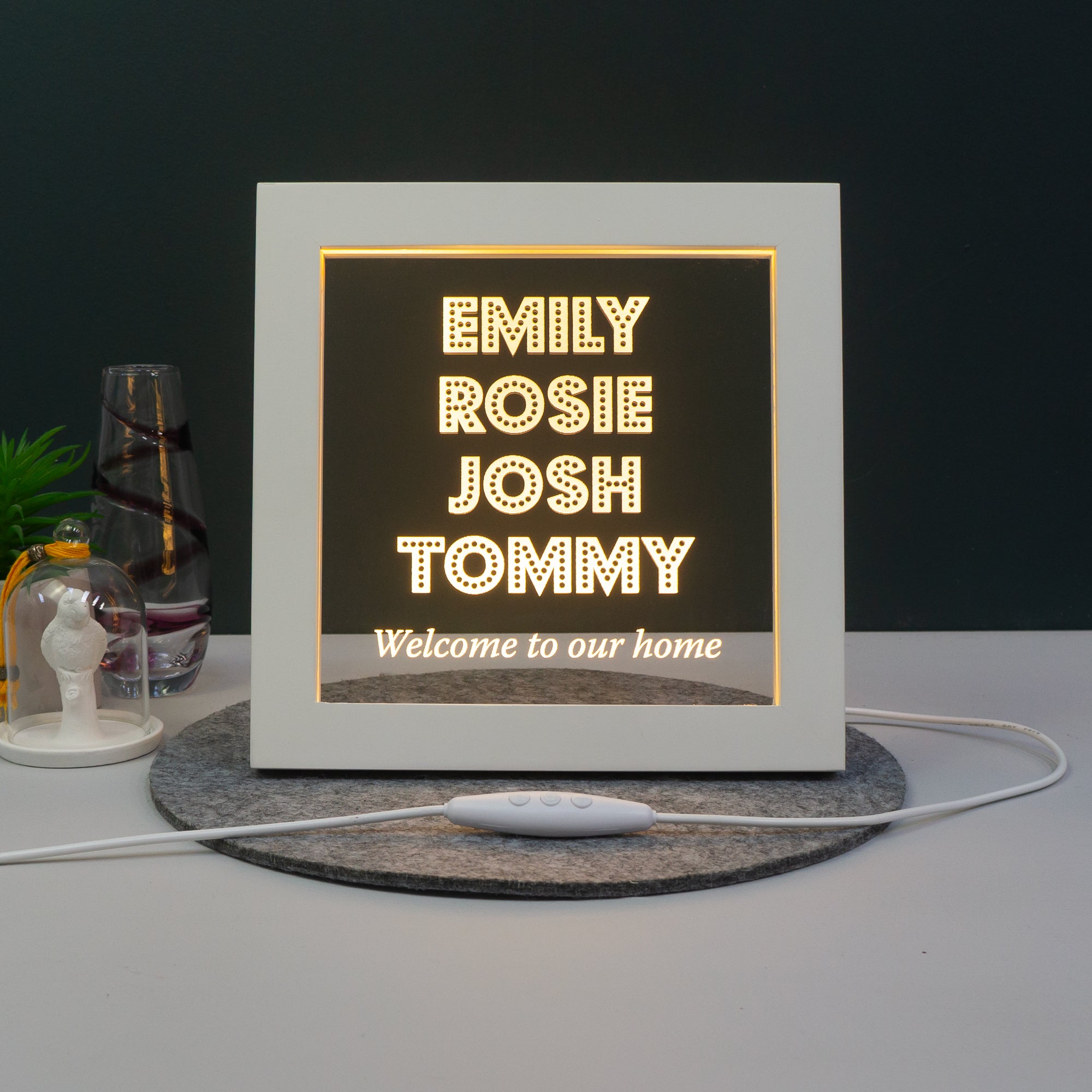 Custom text light up LED frame sign
