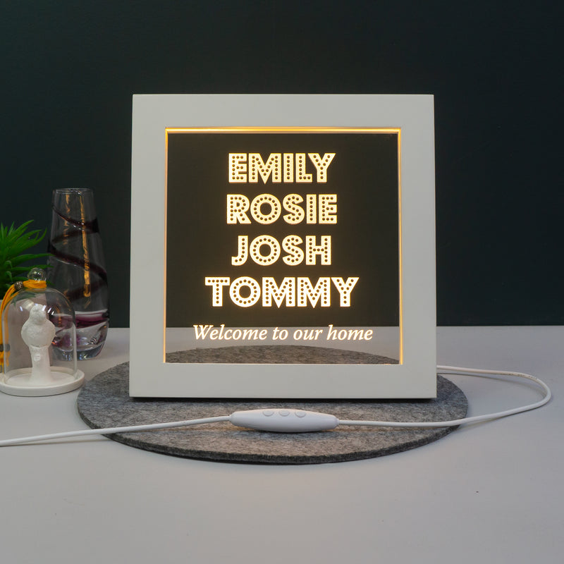 Custom text light up LED frame sign