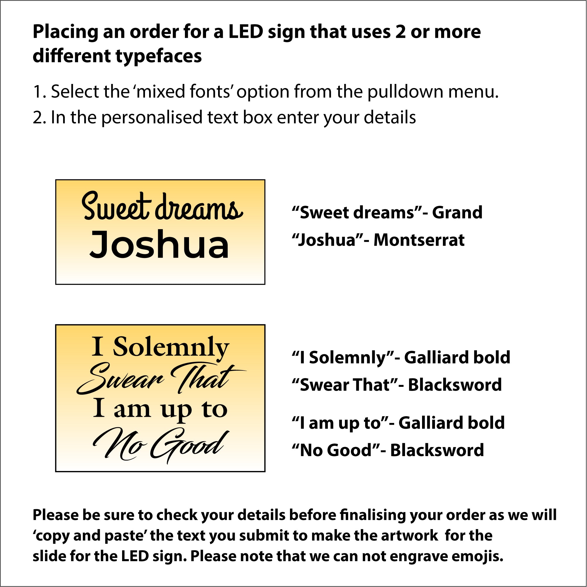 Personalised light up LED name sign