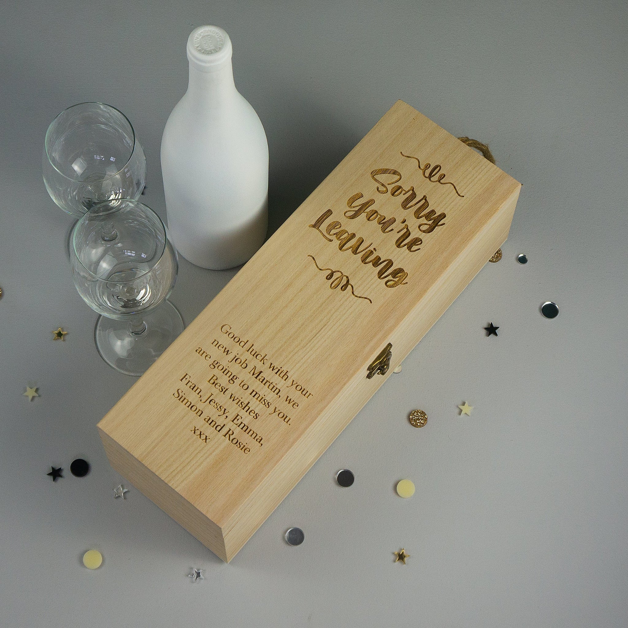 Sorry you're leaving wine box