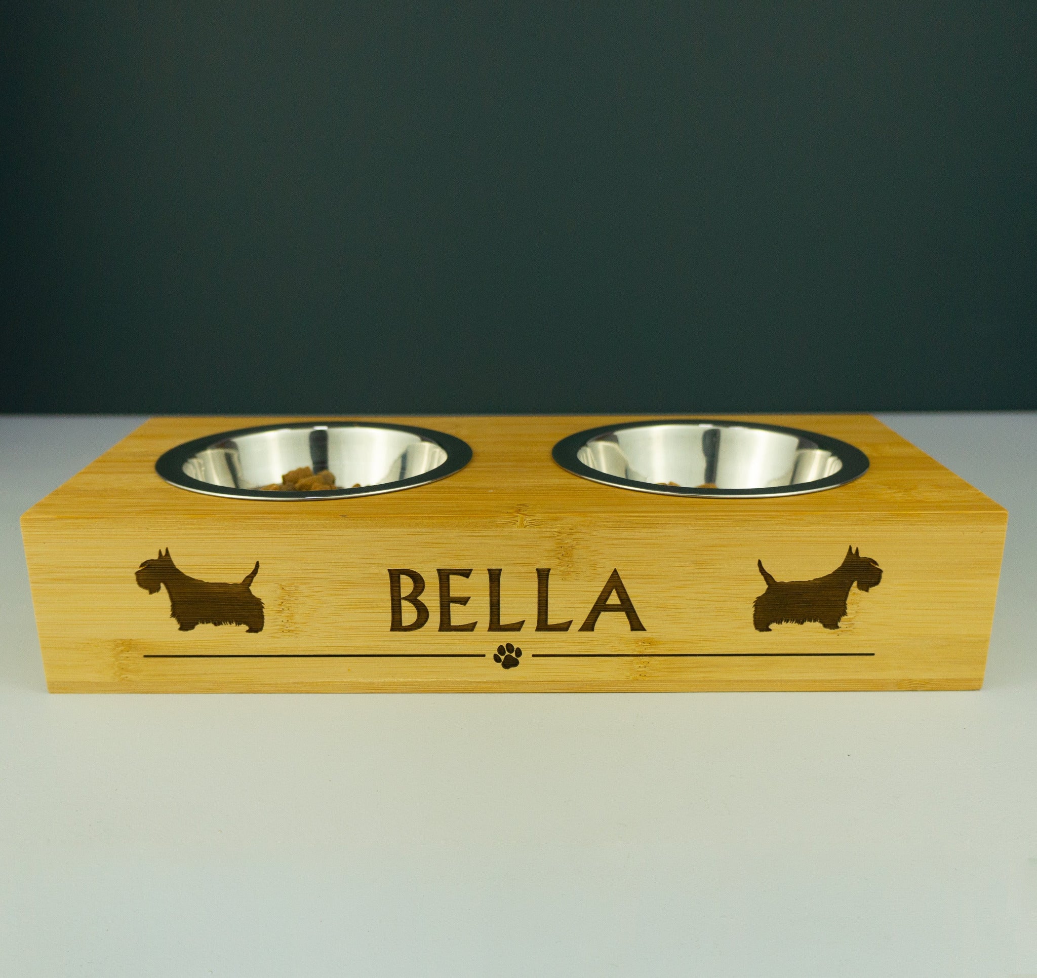 Personalised twin dog bowls