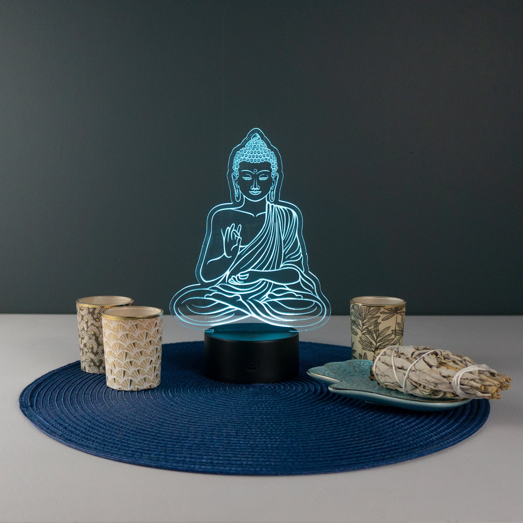 Multi colour meditating Buddha LED sign