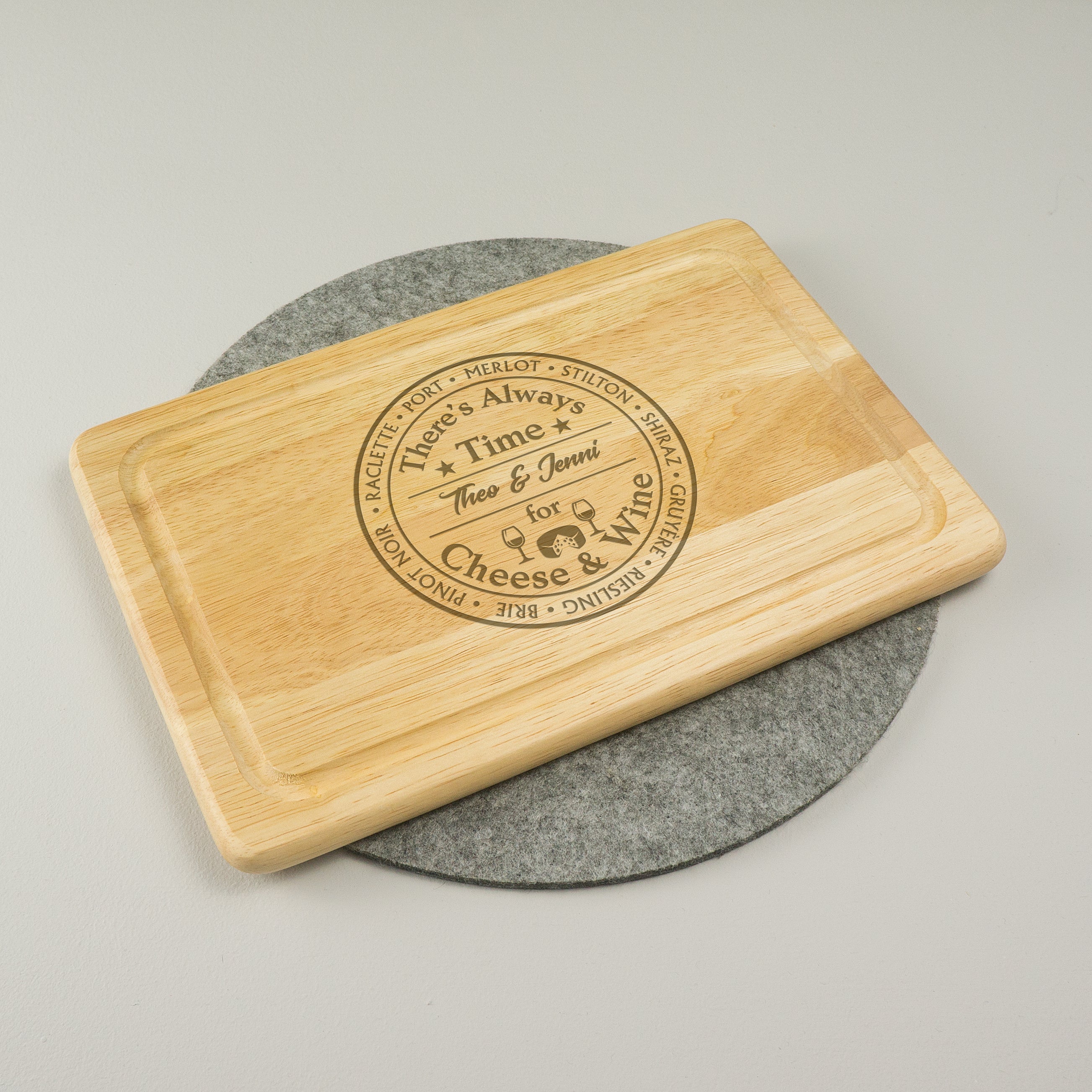 Personalised small cheese chopping serving board for couples