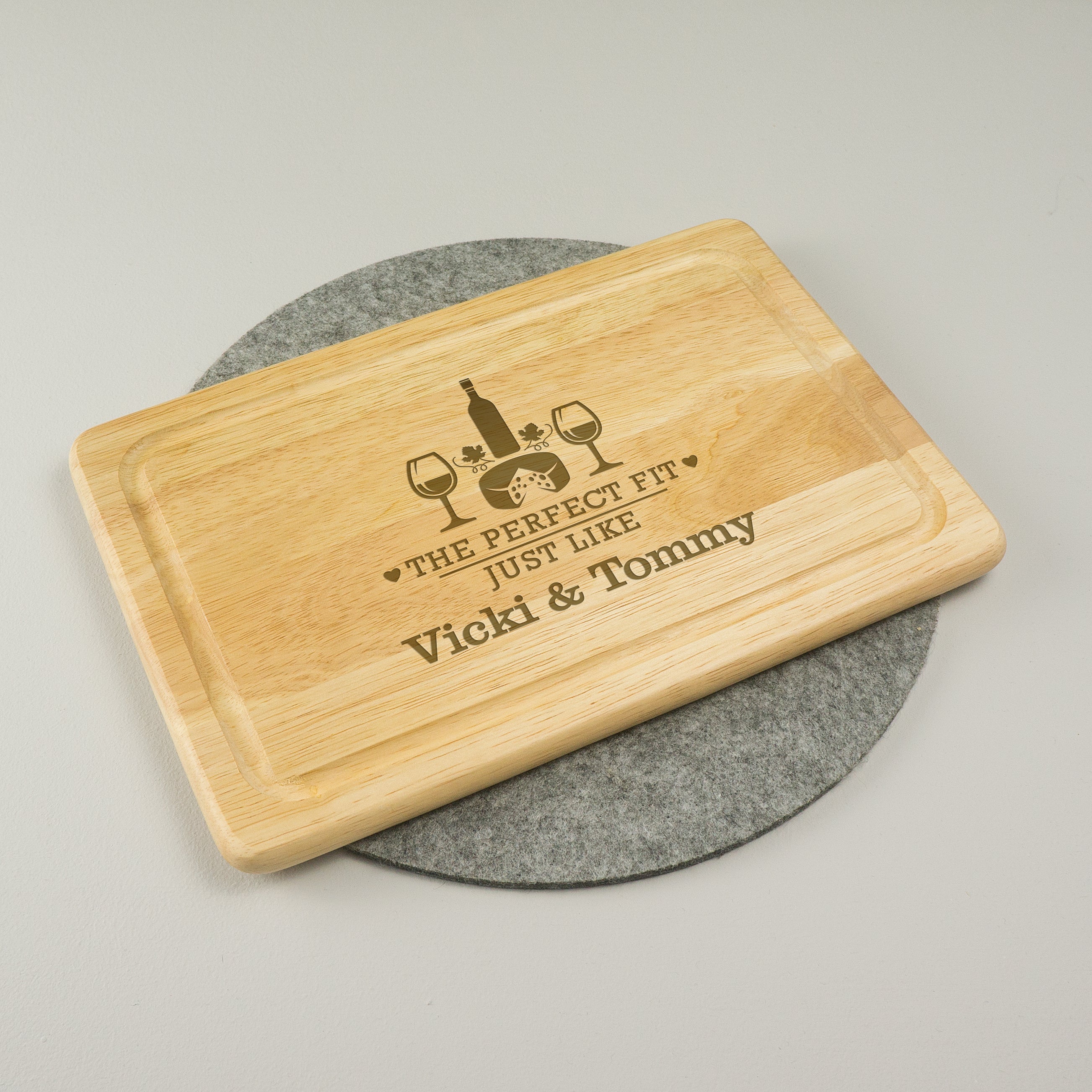 The perfect fit like cheese and wine custom engraved chopping board