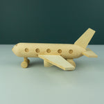 Personalised wooden toy airplane. Handcrafted wood play airline passenger plane