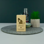 Cat memorial remembrance candle holder. Personalised pet loss gift