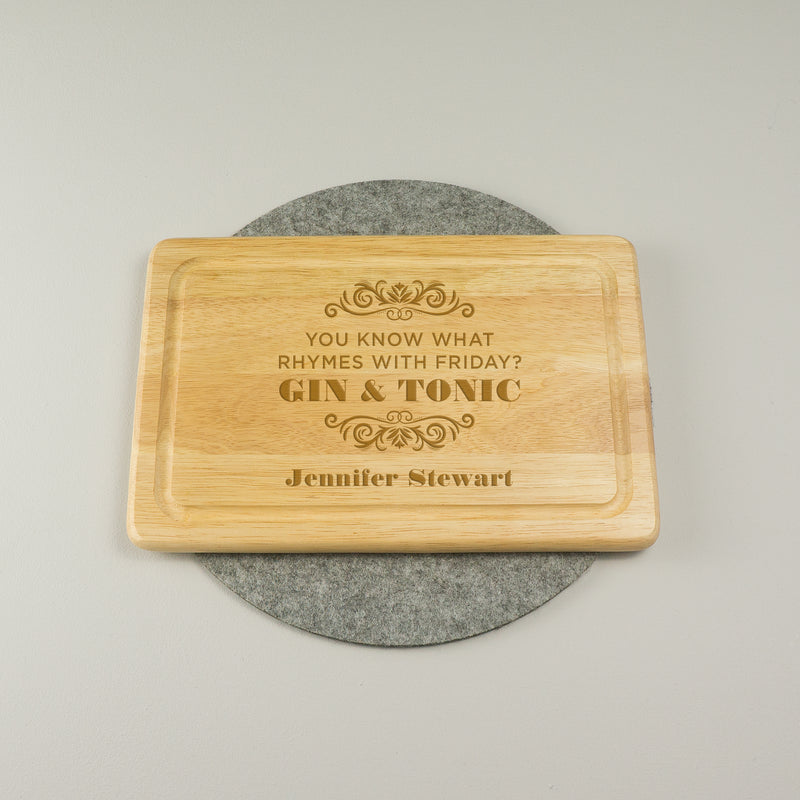 Personalised gin and tonic chopping board