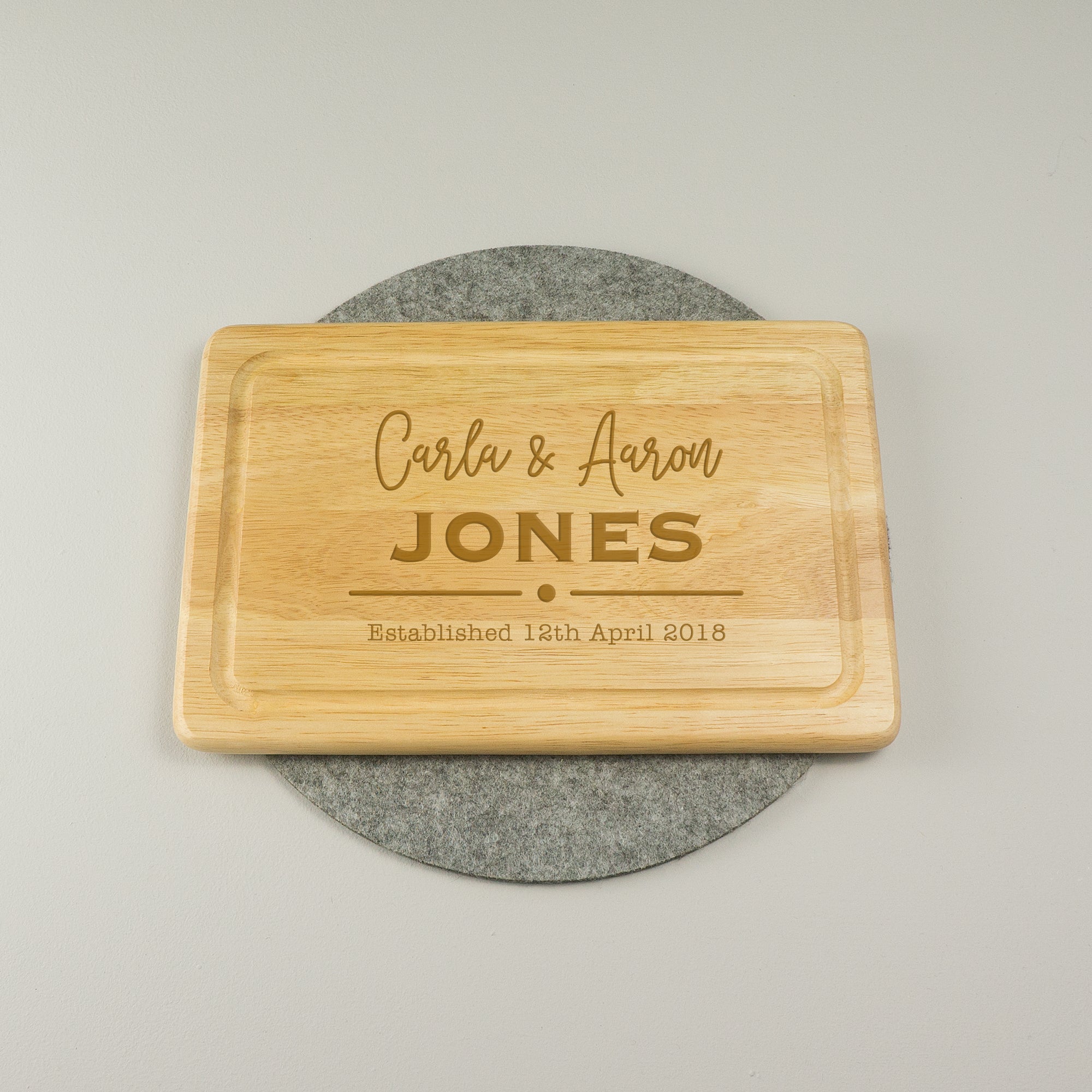 Personalised newly weds chopping board