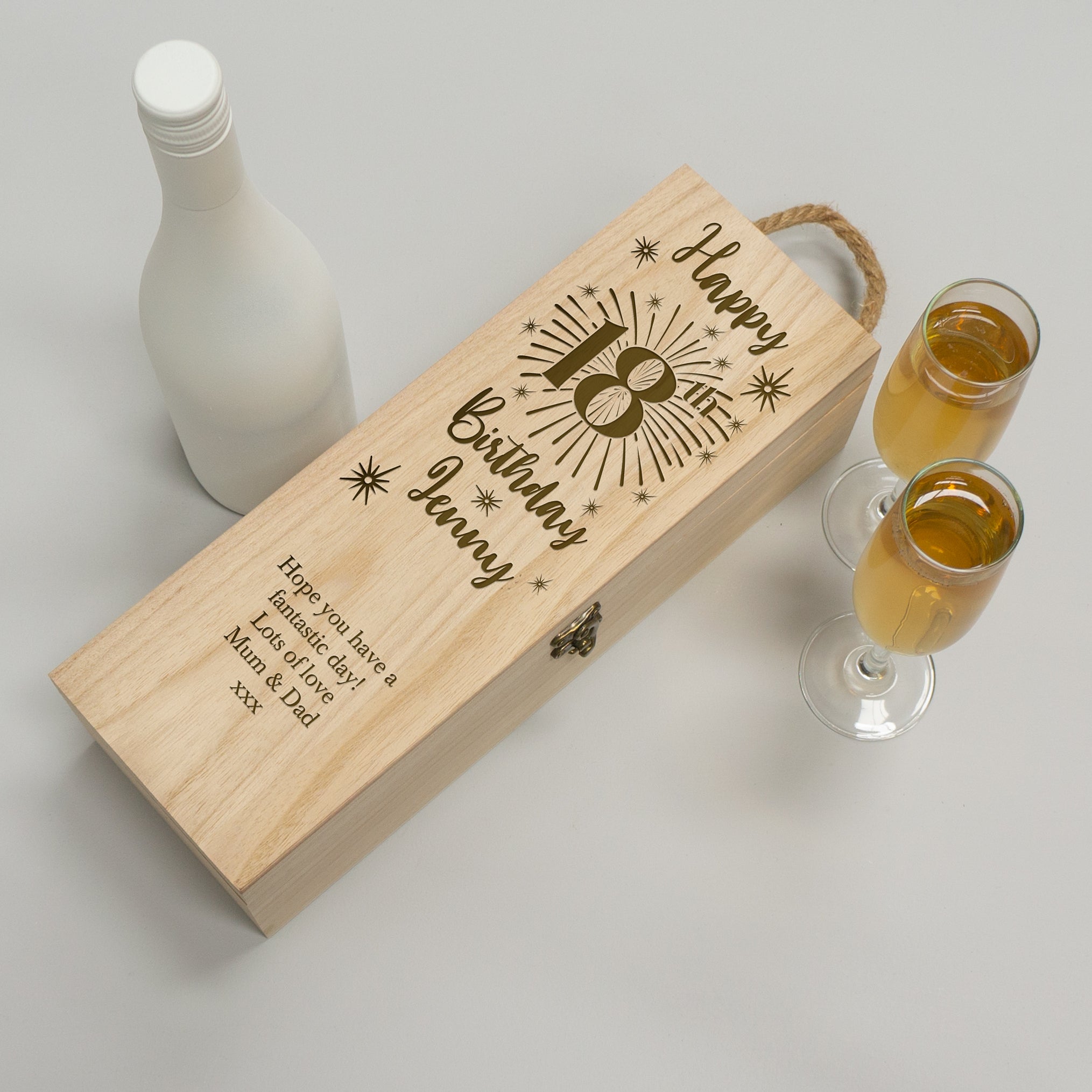 18th birthday wooden wine box. Custom engraved gifting box