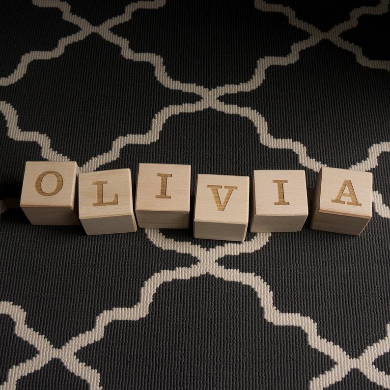 Engraved letter wooden blocks