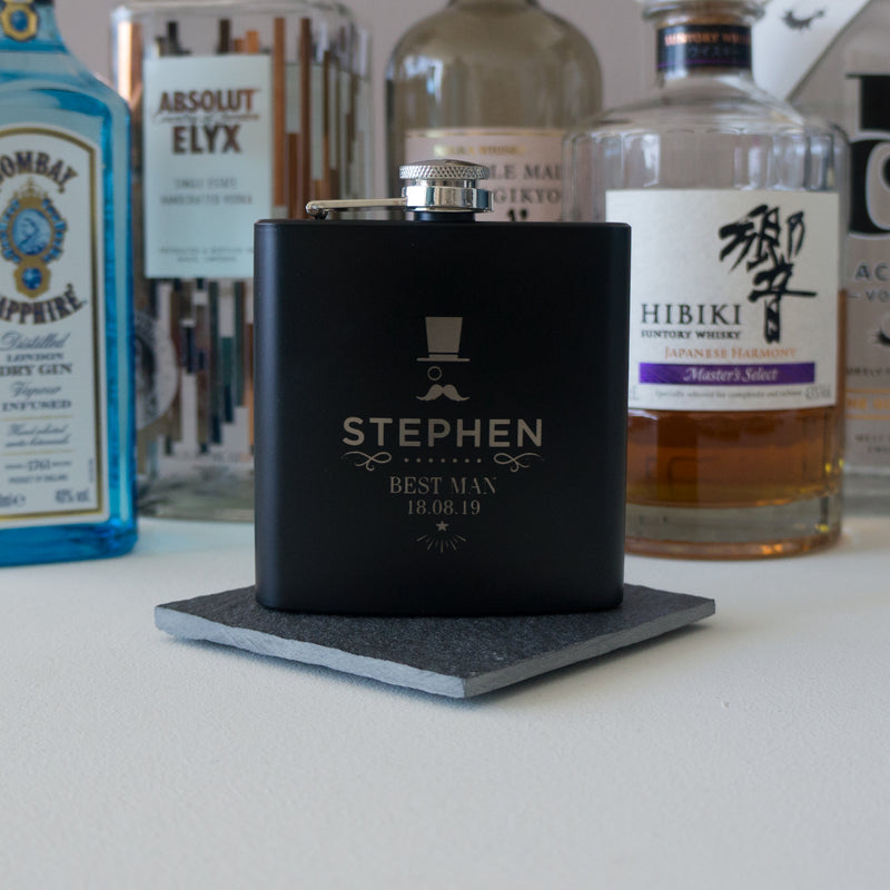 Custom engraved best man groomsmen hip flask