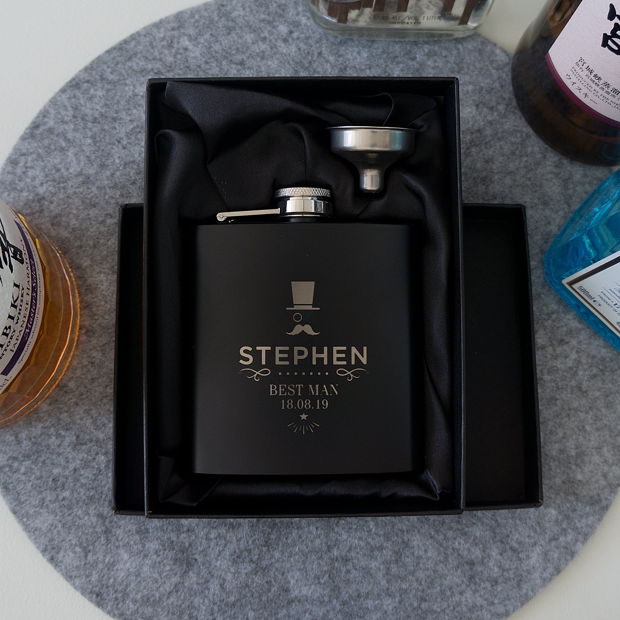 Custom engraved best man groomsmen hip flask