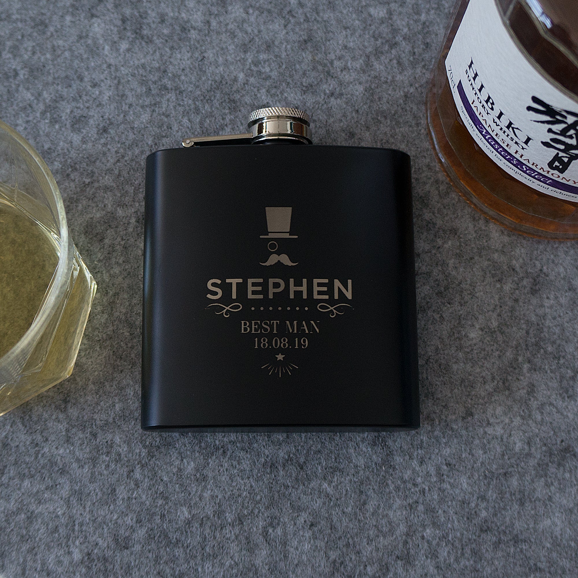 Custom engraved best man groomsmen hip flask