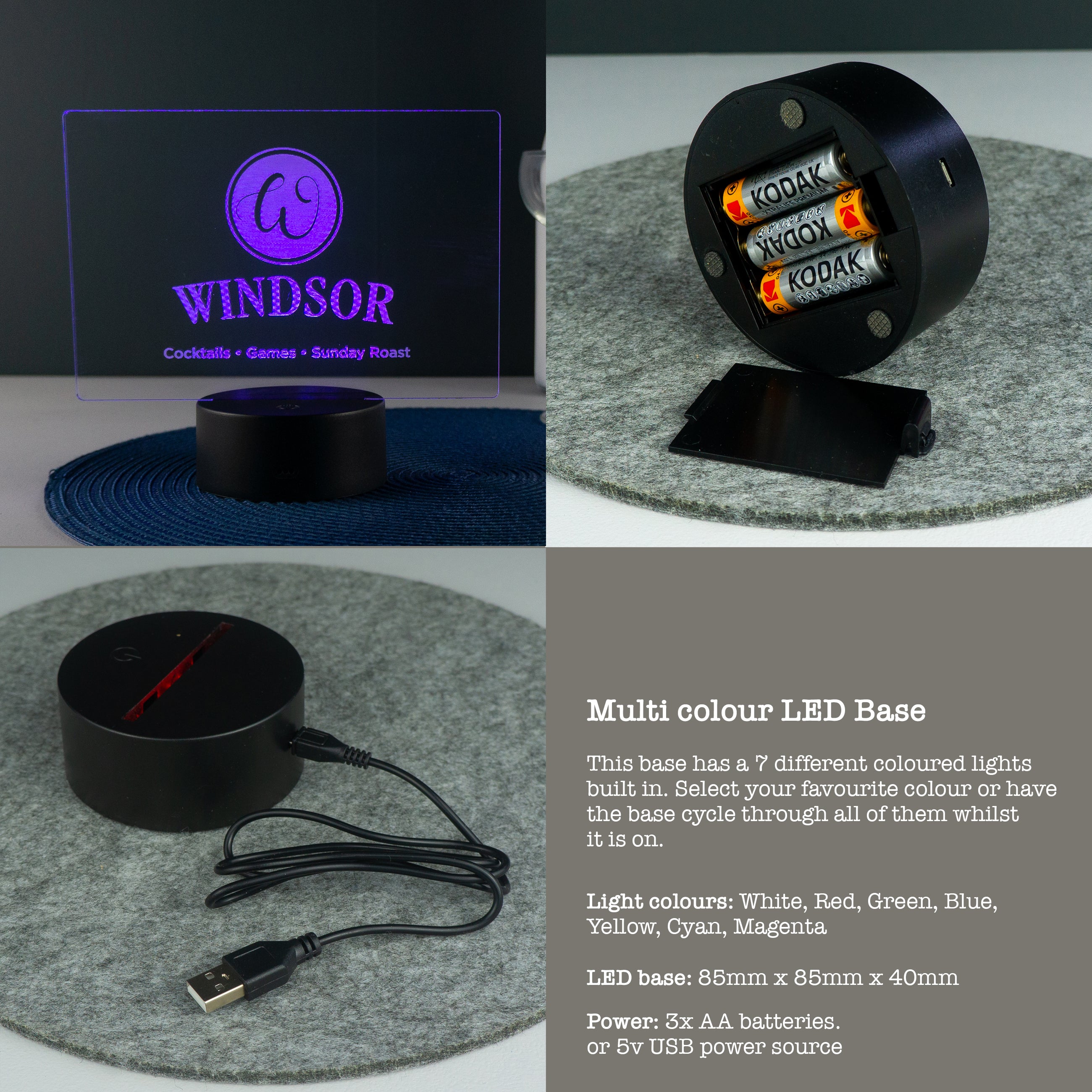 Personalised monogram LED sign. Home bar pub decoration