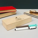 Personalised wooden pen box. End of school year teachers gift present