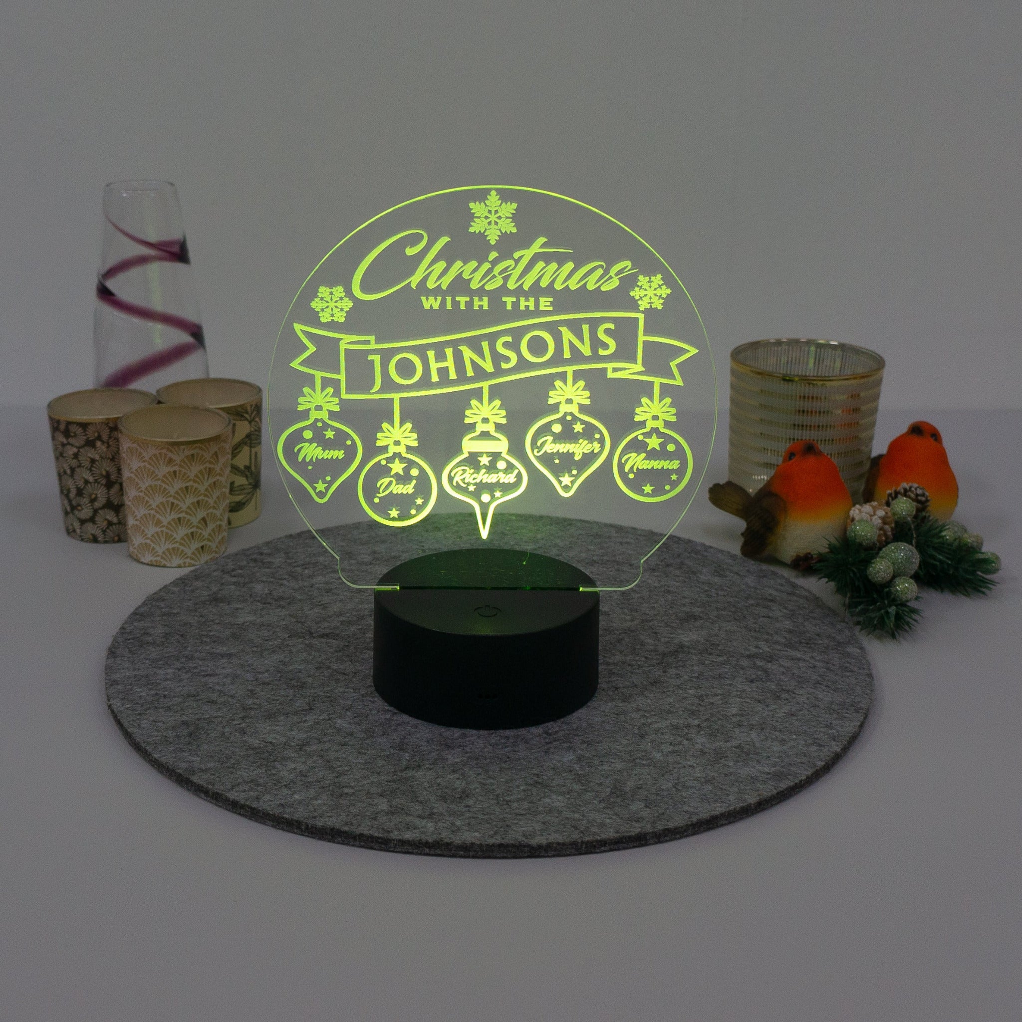 Personalised Christmas snow globe LED sign