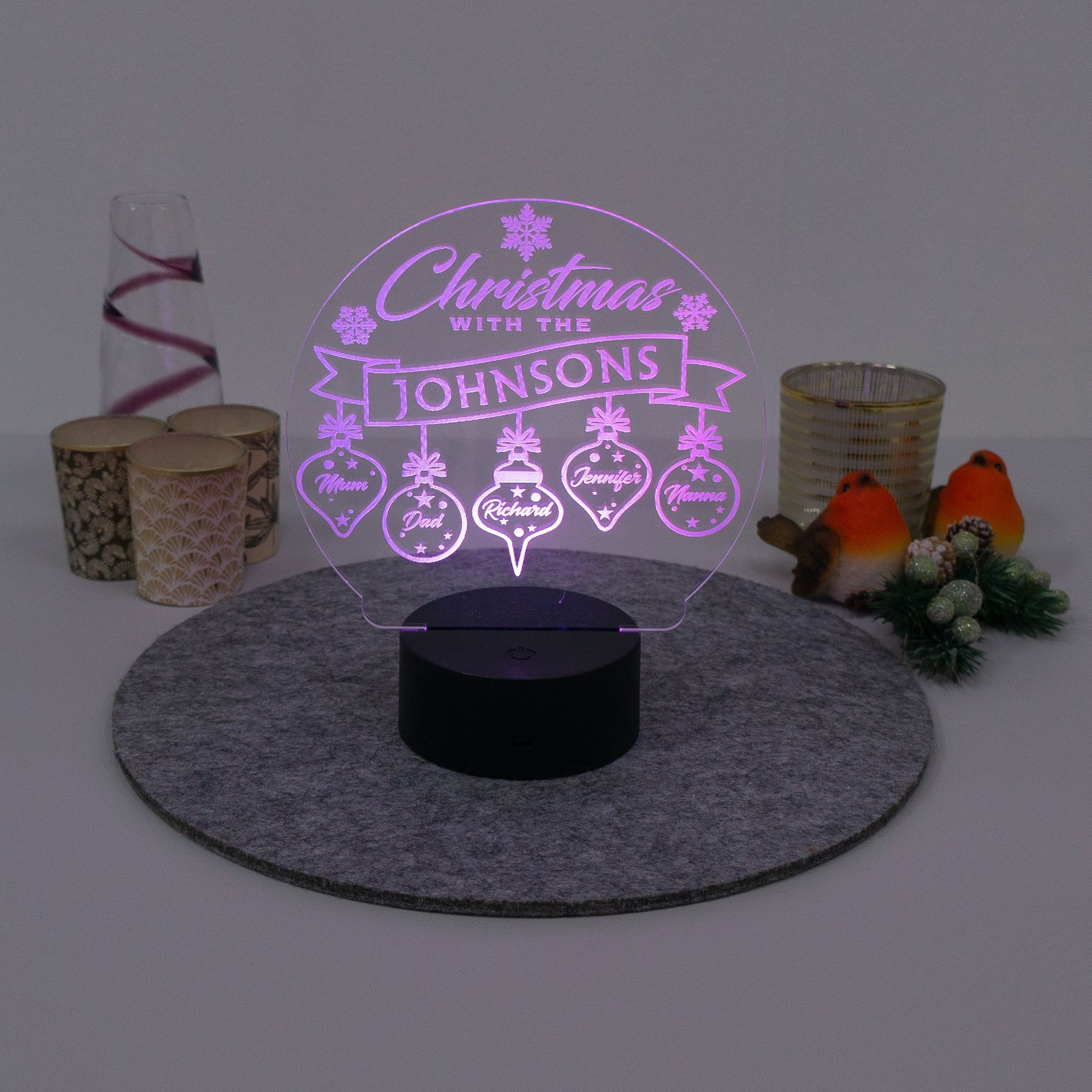 Personalised Christmas snow globe LED sign