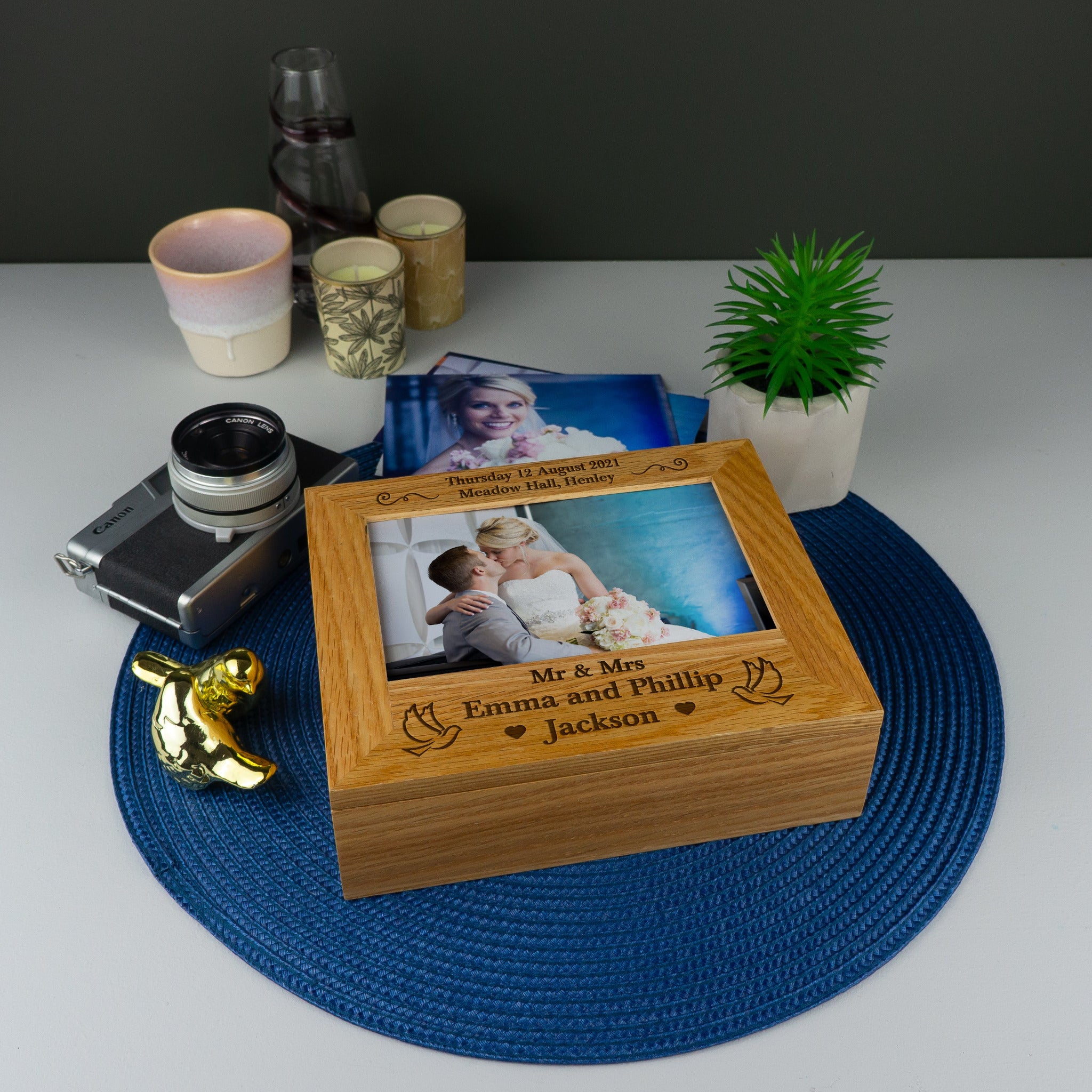 Wedding Oak wood photo box
