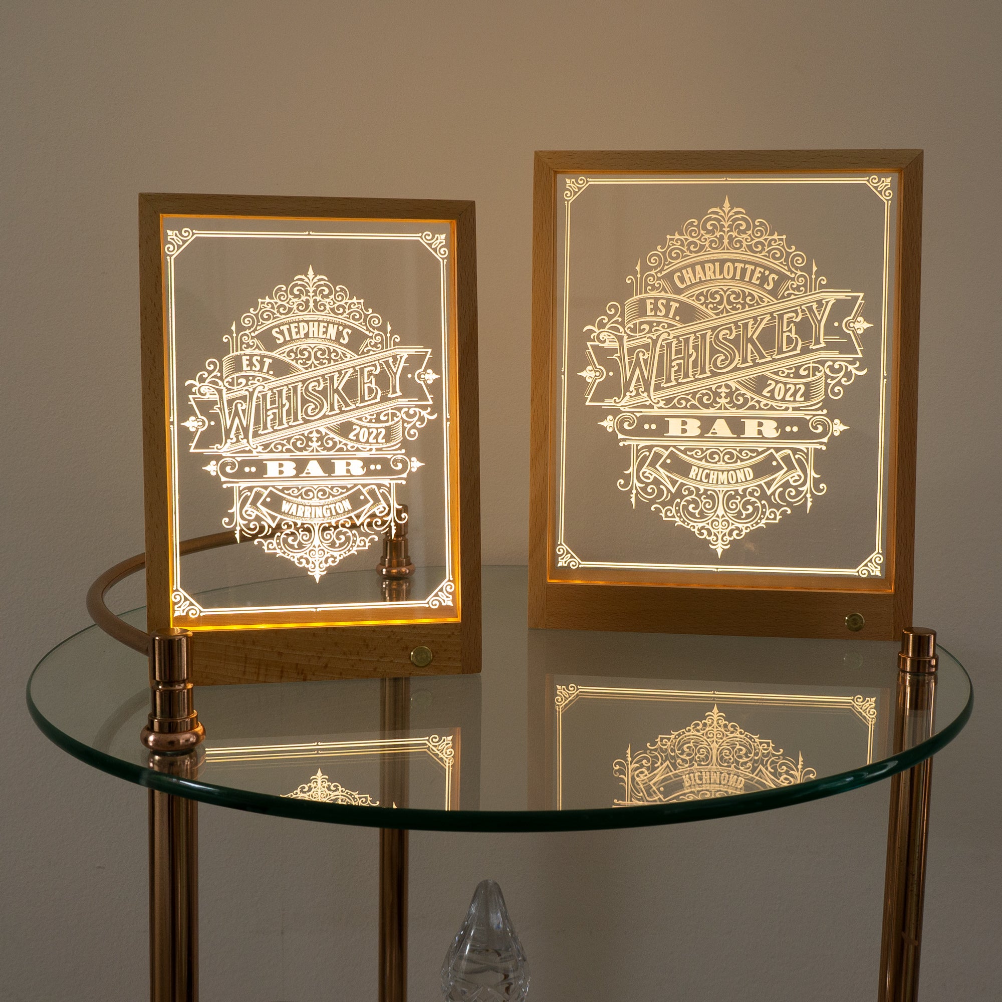 Wireless personalised whiskey bar light up LED sign