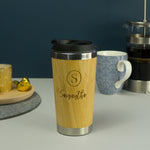 Bamboo vacuum insulated travel coffee mug