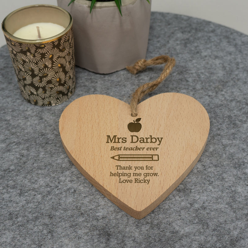 Custom engraved beech wood keepsake. End of year term teachers gift.