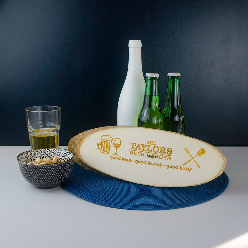 Real wood beer garden sign