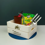 Personalised white gardening tool crate