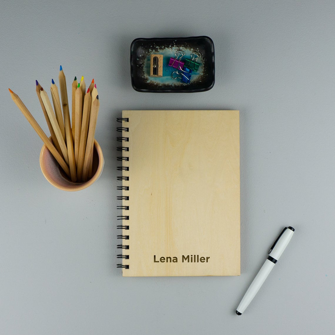 Wooden note book journal