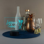 Personalised cocktail light up LED sign. Drinks trolley name plaque