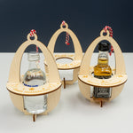 3x Christmas miniature spirits bottle tree decorations. Wooden hanging xmas baubles.