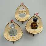 3x Christmas miniature spirits bottle tree decorations. Wooden hanging xmas baubles.