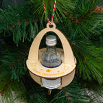 3x Christmas miniature spirits bottle tree decorations. Wooden hanging xmas baubles.