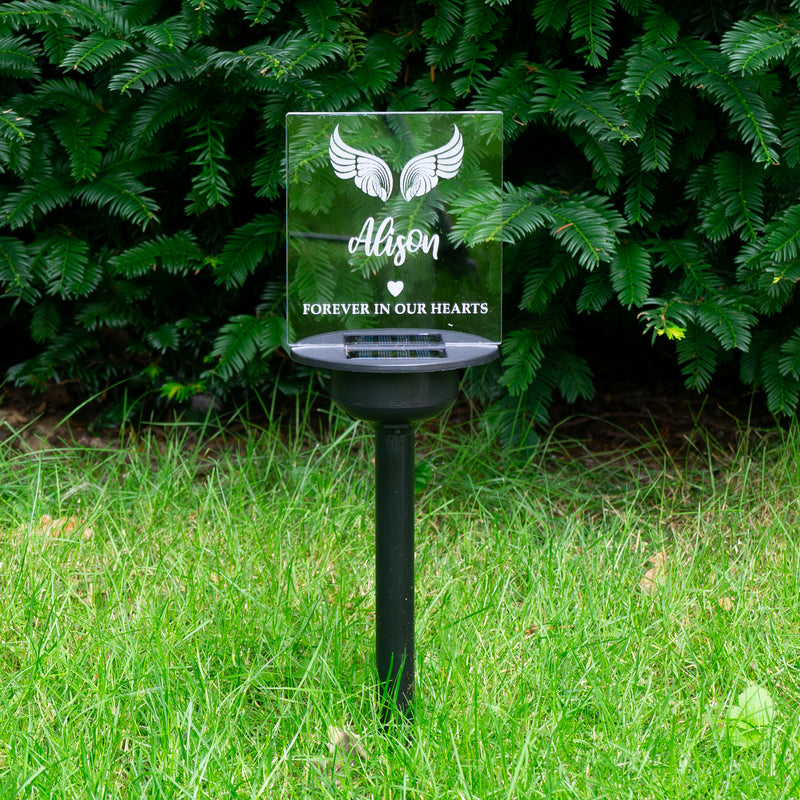 Personalised remembrance gift. LED name plaque graveside plaque. Forever in our hearts