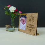 Personalised newborn baby photo frame. Birth annoucement gift