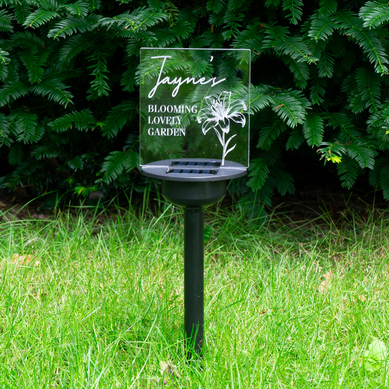 Personalised solar powered garden LED name plaque